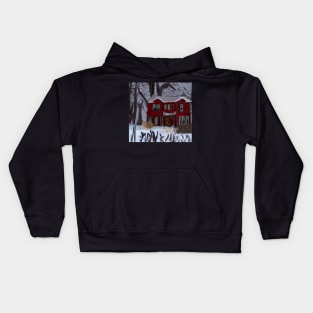 A Home in The Winter Woods. Kids Hoodie
